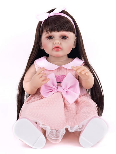 Говорящая силиконовая кукла Реборн девочка Кэтрин, 55 см-6