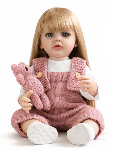 Говорящая силиконовая кукла Реборн девочка Кэролайн, 55 см-6