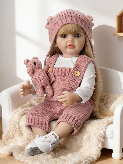 Говорящая силиконовая кукла Реборн девочка Кэролайн, 55 см-3