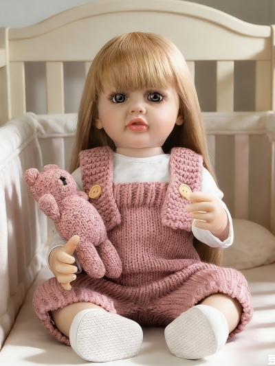 Говорящая силиконовая кукла Реборн девочка Кэролайн, 55 см-2