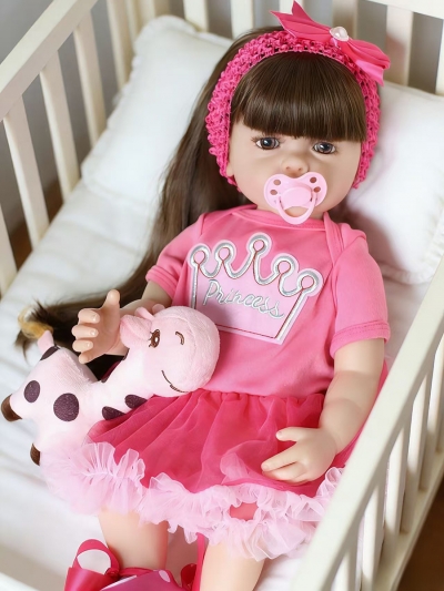 Говорящая силиконовая кукла Реборн девочка Сара, 55 см-3