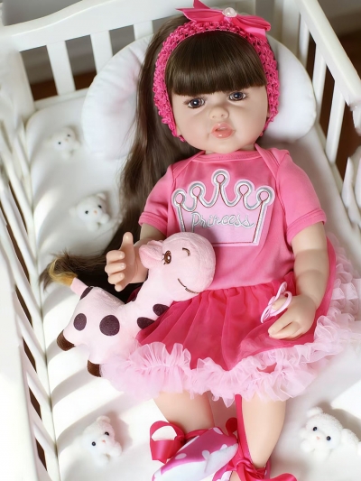 Говорящая силиконовая кукла Реборн девочка Сара, 55 см-2