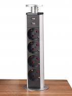 Встраиваемая выдвижная розетка CorePort (4 розетки, 2 USB-A, 1.8м кабель)